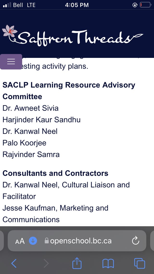Happy and honoured to be a small part of this project. Educators, take a look openschool.bc.ca/saffronthreads… #inclusivecurriculum #southasian #antiracismeducation #dropbydrop #inclusion #equity #equityineducation #identity #validation found through #curriculum