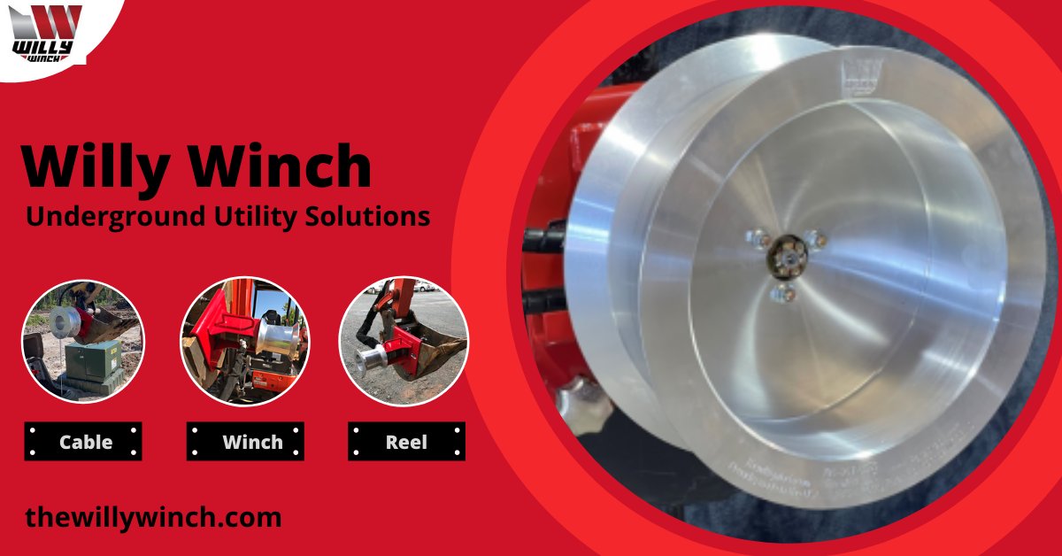 Willy Winch Mechanical Cable Reeling Spool is constructed from long-lasting 3/8 steel and heavy duty aluminum capstan. thewillywinch.com
#fiberoptic #cabling #cableplacing #excavator  #cablepulling #equipment #cablereel #cable #cablereeling #constructionequipment