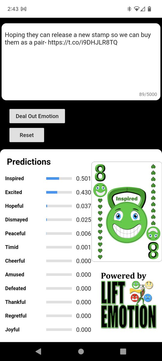 AFFECTxAI's tweet image. Trending @ManMadeMoon tweet analyzed for the expressed emotion.
#NLP #NLProc #App #EmotionAI  #Deeplearning #Machinelearning #Sentiment  #Neuroscience #Data #Tech