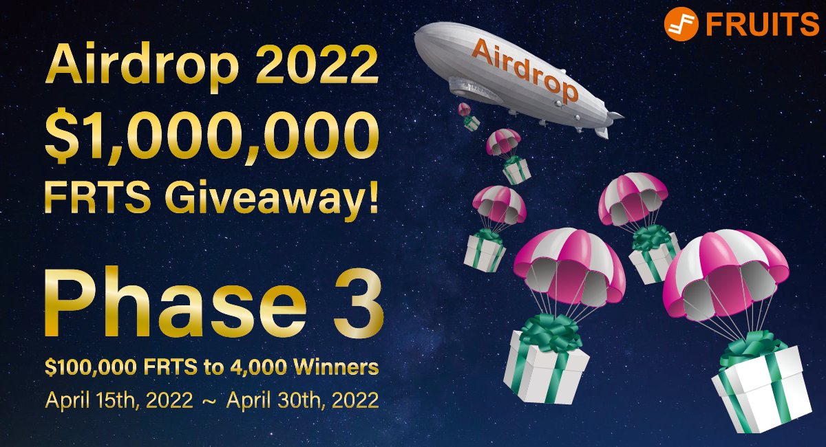 FRTS_Blockchain's tweet image. 🔥Airdrop 2022: Phase 3🔥

Celebrating our FRUITS Wallet update!🎉

💵Total Reward: 100K USD Worth of $FRTS
🚨4,000 Winners are selected randomly

Follow the instructions to participate!👇
🌐fruitsc.org/frts-2022-aird…

#Crypto #Airdrops #Blockchain #CryptoNews