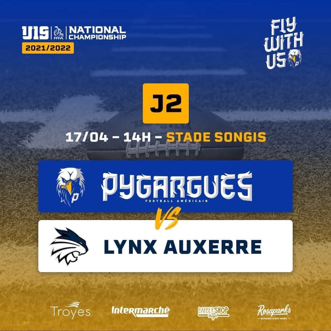 [ U19 territorial BFC]
On remet ça ce dimanche à 14h au stade de Songis.
Nos U19 reçoivent les Lynx d’Auxerre.

#Pygargues #Troyes #FootballAmericain #U19