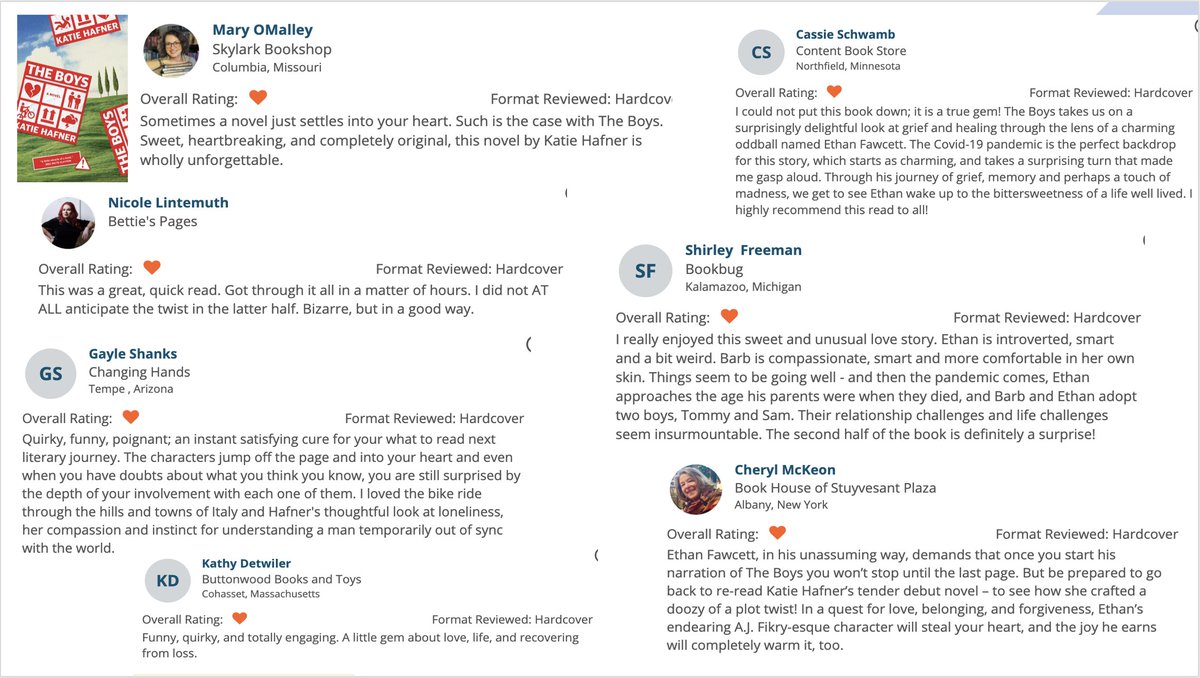 Bob Wachter (@bob_wachter) on Twitter photo As the unofficial cheerleader for my wife <a href="/katiehafner/">Katie Hafner</a>'s new novel, "The Boys," I'll resist the urge to inundate you with reviews & such. But here are the first few from <a href="/edelweiss_squad/">Edelweiss</a>, a platform for booksellers. I'm biased, but yes, it's this good. Out in July <a href="/SPIEGELandGRAU/">Spiegel & Grau</a> As the unofficial cheerleader for my wife <a href="/katiehafner/">Katie Hafner</a>'s new novel, "The Boys," I'll resist the urge to inundate you with reviews & such. But here are the first few from <a href="/edelweiss_squad/">Edelweiss</a>, a platform for booksellers. I'm biased, but yes, it's this good. Out in July <a href="/SPIEGELandGRAU/">Spiegel & Grau</a>