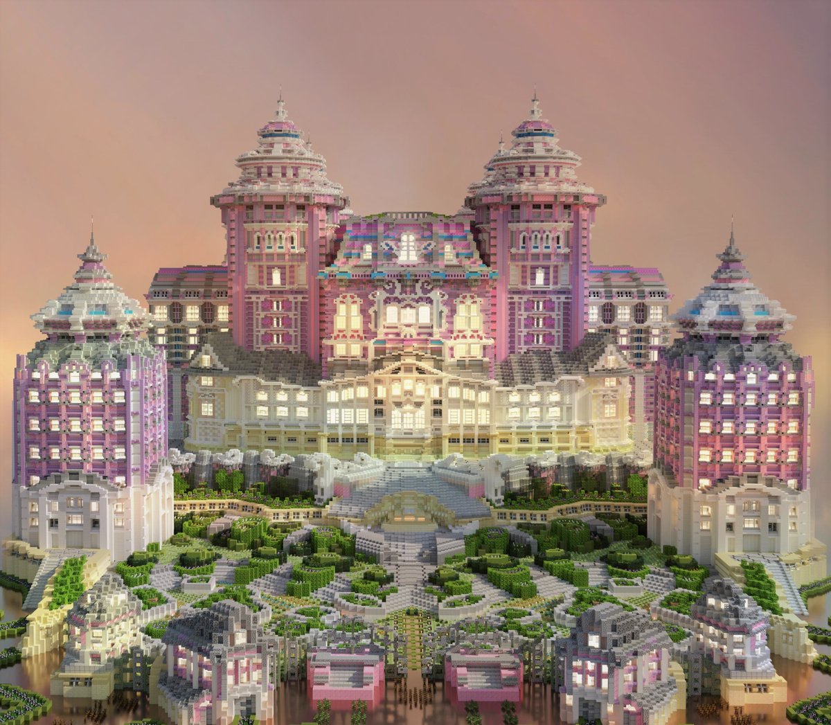 Pink Chateau #minecraft #minecraft建築コミュ
thanks for render <a href="/teramizv/">teramizu</a>