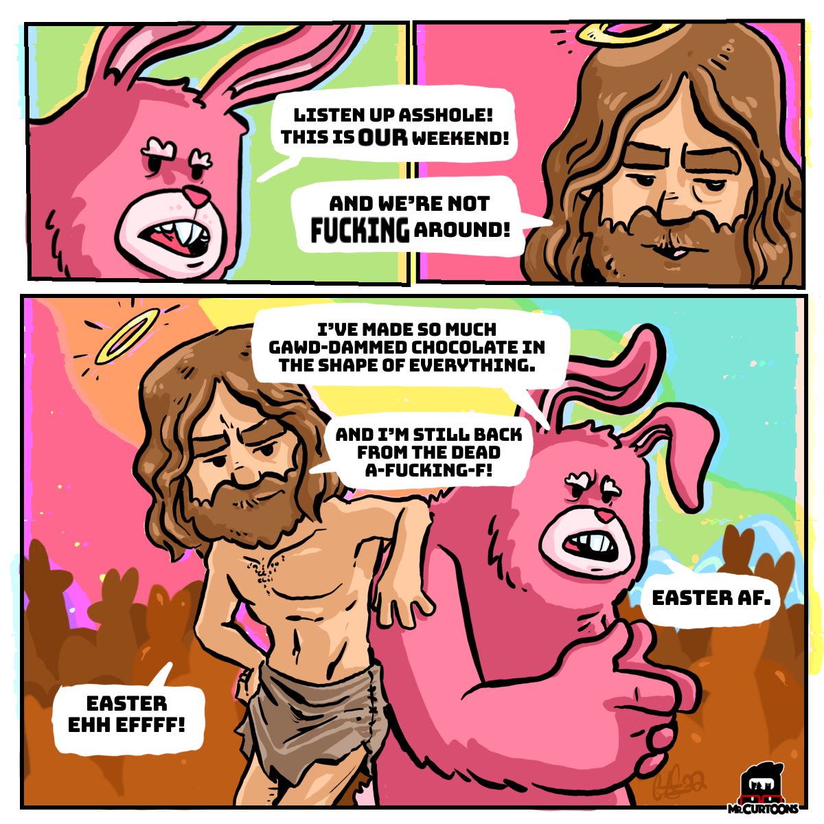 MrCurtoons's tweet photo. So tough!
#easter #comicstrips #magiccreatures #bunny #swearingfornoreason https://t.co/5YLumJqxV2