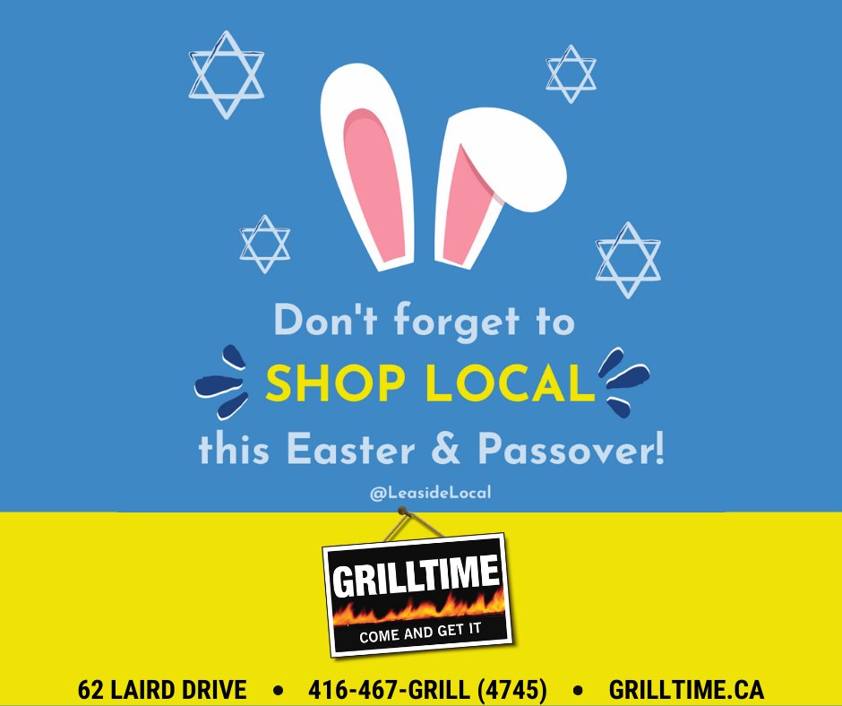 Don't forget to enroll at leasidelocal.com - spend $100 at GRILLTIME &amp; a donation will be made to both the Thorncliffe Food Bank (TNO - The Neighbourhood Organization ) &amp; the  Canada-Ukraine Foundation.  Happy Easter🐰