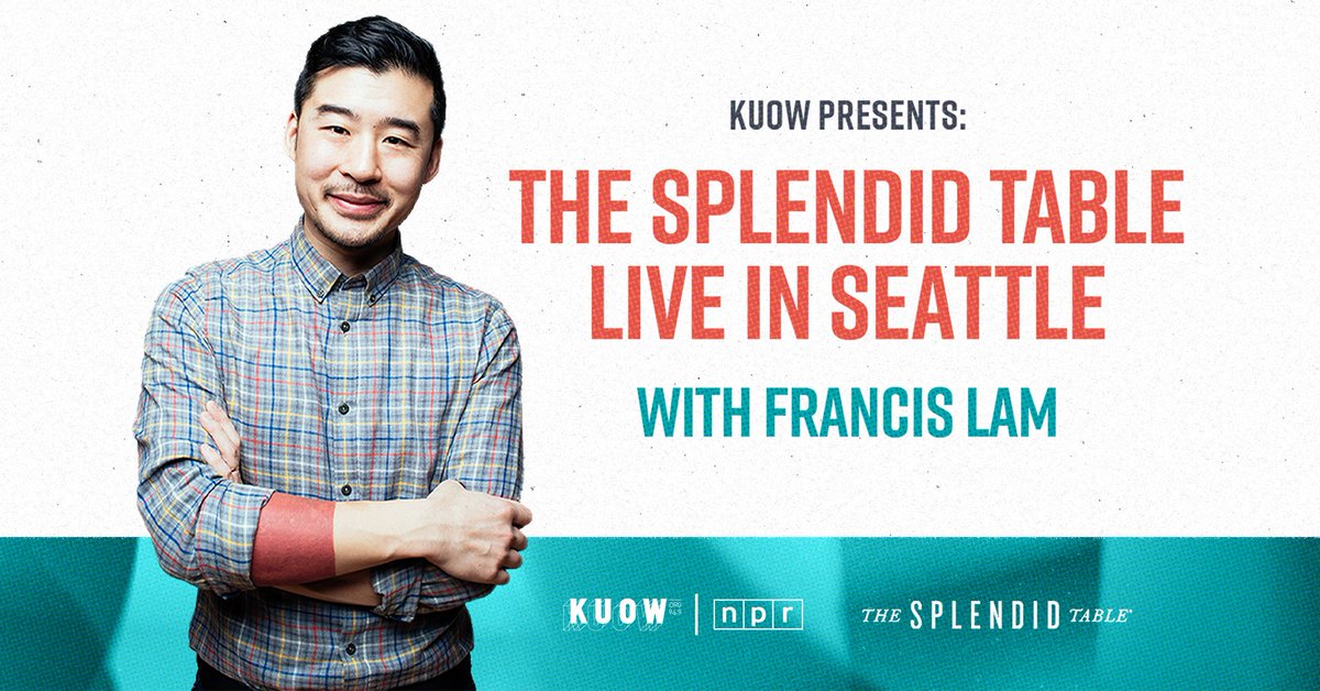 KUOW's tweet photo. Calling all local foodies! The Splendid Table is coming to Seattle! Join KUOW and host @Francis_Lam for a live taping Friday, April 29. See how the show is made and explore Seattle's unique, innovative food scene. 🍴 Get your tickets: https://t.co/vk2uAqme5A @SplendidTable @NPR https://t.co/2r3b2fJack