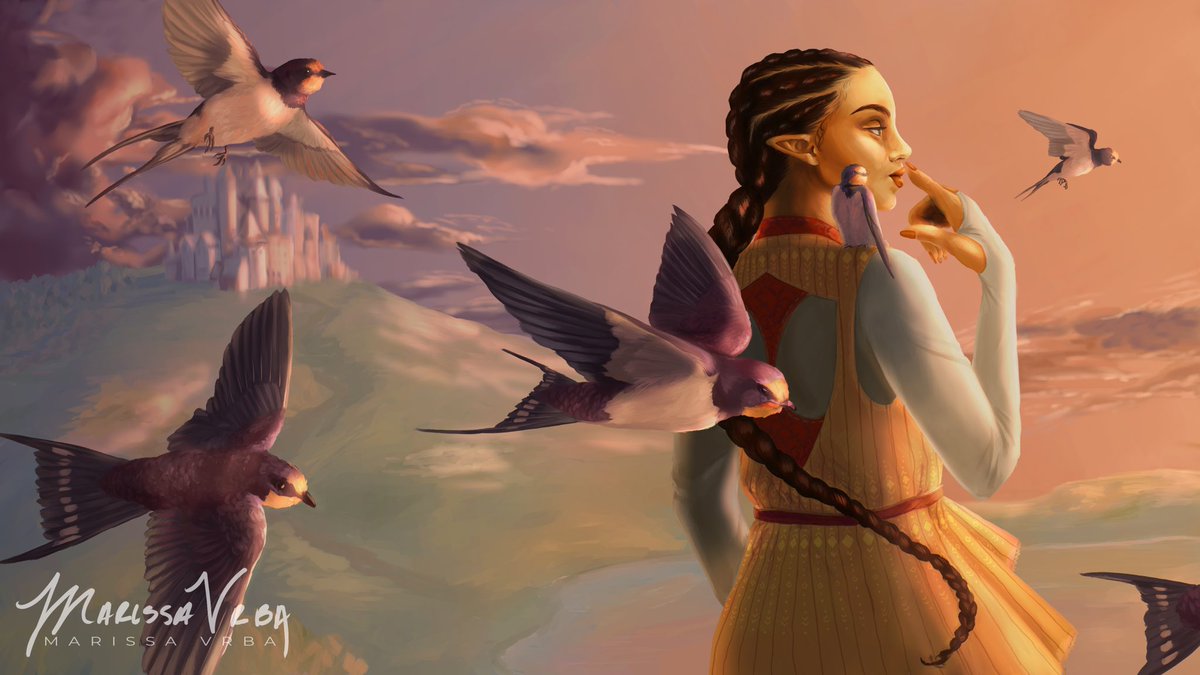 marissavrba's tweet photo. Swallow Tail Kingdom | used @clipstudiopaint for this project! And take a look at those clouds 👀👀 very yummy. #CLIPSTUDIOPAINT #illustrationart https://t.co/9LPFYk0wsj