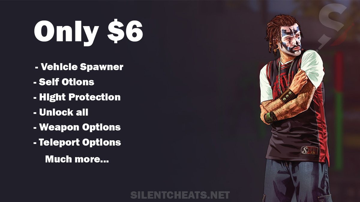 silent_cheats's tweet photo. 🔥Are you looking for the best cheap GTA 5 mod menu?
❓Questions? Send us a message trhought the web
⚡Buy now: https://t.co/yrmOV6Unfb
#gta5cheats #modmenus #gamecheats #gta5 https://t.co/xSrMunLMYF