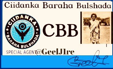 GeelJ1re's tweet photo. Got my card of honor 🎖 as special agent for CBB.
Thank you @SharmaakeJama for making this special template.
Let's all #TeamCBB recognise one another as we keep the fight going.
@CBBSomalia @CBBmag @FaahiyeOHB @SomPundit @ShAbdiHersy @1PolicyWonk https://t.co/cYhAgKln5c