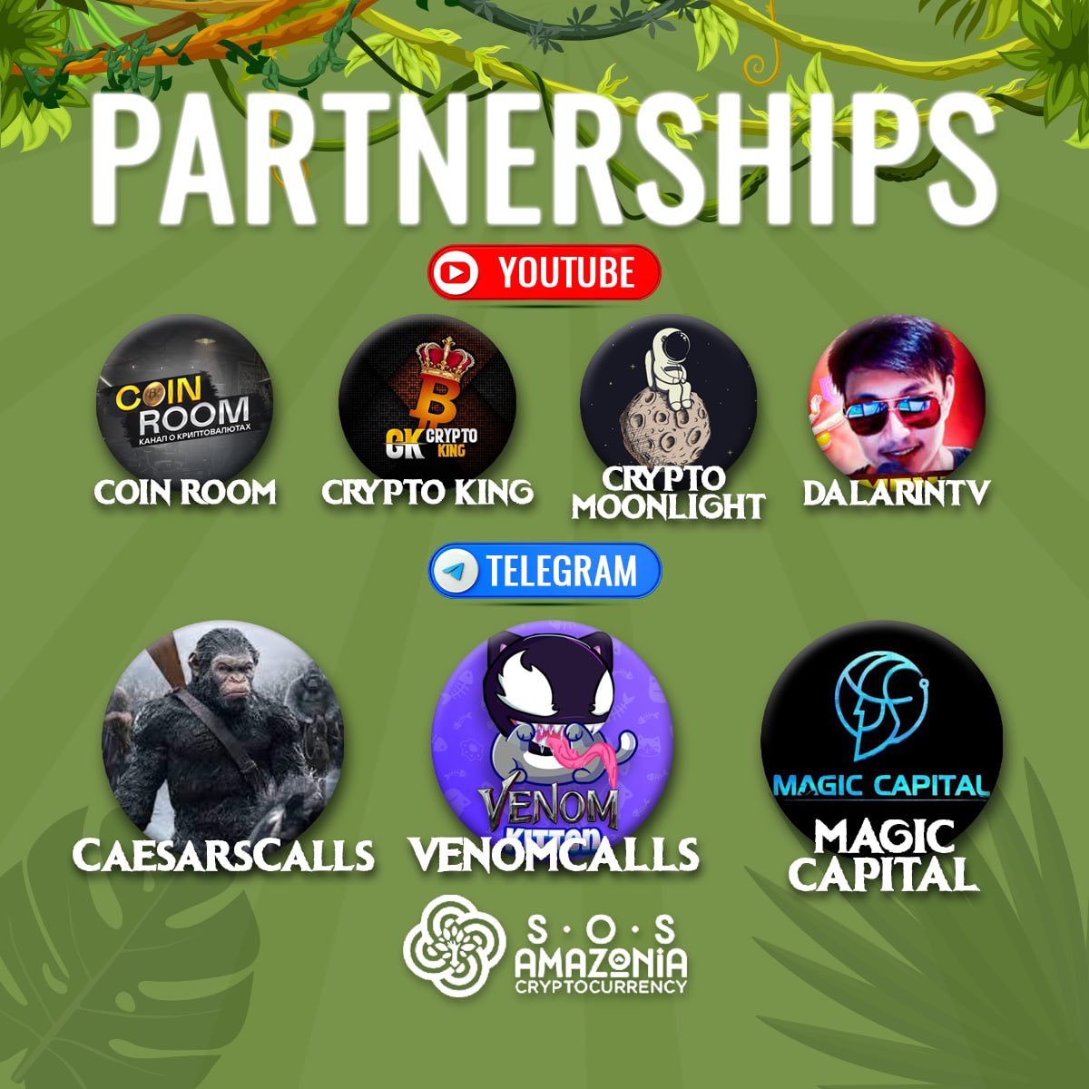 Mete our Telegram and Youtube partners that are spread around the world!

💥 Coin Room:
youtu.be/Lltp9Uby1_Q
💥 Crypto King:
youtu.be/cplFhS3B_AY
💥 Crypto moonlight:
youtu.be/2JgnenzyPZE
💥 DalarinTV:
youtu.be/UoD0w_ps-FA

#SOSTHEMOON