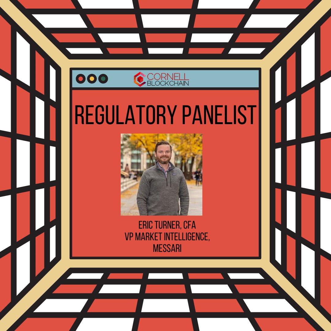 Super excited to have <a href="/ericturnr/">Eric Turner</a>, VP of Market Research <a href="/MessariCrypto/">Messari</a>, on the Regulatory Panel!