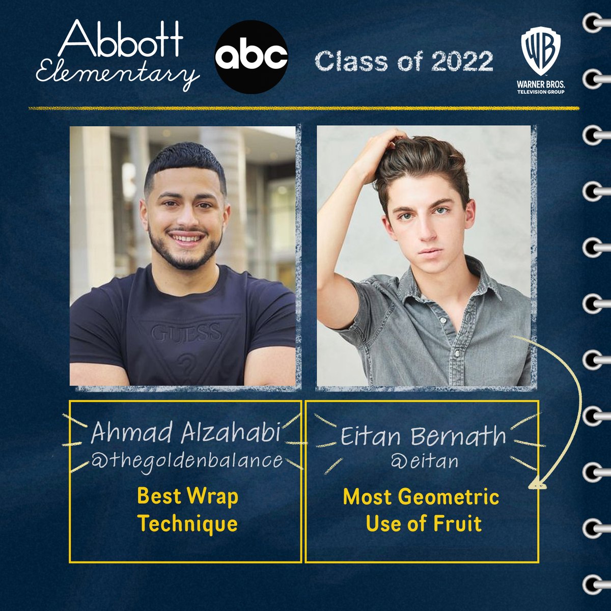 warnerbrostv's tweet photo. First in class AND the #AbbottElementaryLunchbox challenge… give it up for Ahmad Alzahabi and Eitan Bernath 👏 To support @FeedingAmerica and the mission to eliminate food insecurity across the country, Warner Bros. Television will be donating 150,000 meals. #FeedingAmerica https://t.co/1JU66xOdfg