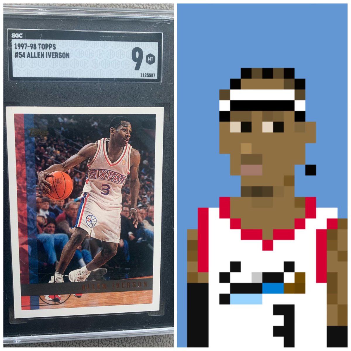 NBA playoff <a href="/AllenIverson/">Allen Iverson</a> giveaway!!
#NBATopShotGiveaway/#NBATopShotThis  
<a href="/cryptohoopers/">CryptoHoopers</a> is top NBA NFT in the game
1 Winner: 
1 Custom Allen Iverson nft 
1🏀 #NBATopShot Moment
1 🏀 <a href="/AllenIverson/">Allen Iverson</a> Topps 97 <a href="/SGC/">SGC</a> Card
Follow <a href="/cryptohoopers/">CryptoHoopers</a>
Like/RT/Tag 1
🏆 April 17th