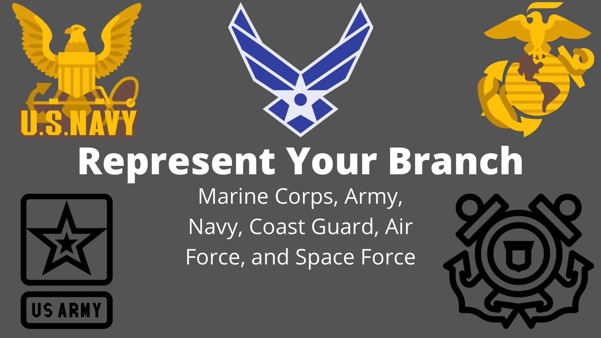 Gbhwildcats's tweet photo. What's your branch? Show your support for our military connected students the Monday we return. #navy #airforce #marines #army #coastguard #spaceforce #student2student #military #spiritweek https://t.co/lfNyIFsXCK