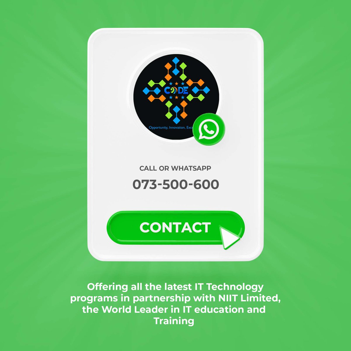 codesl_it's tweet image. Did you know we’re on WhatsApp too? Reach us on the above number for further details.

#CodeSL #tech #digital #sierraleone #freetown #college
