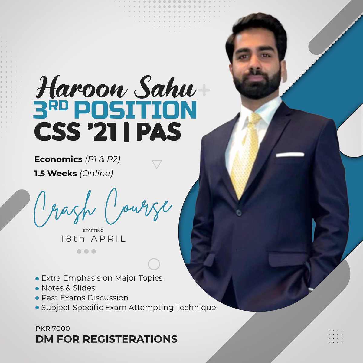 haroonsahu7's tweet photo. Economics crash course is starting from Monday. There are limited slots available, so first come basics. 
Resister ASAP! 
See you all in class In Sha Allah. https://t.co/jcYuwHW5bM