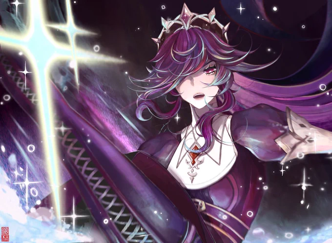 3 rosarias for genshin tarot! basic attack • skill • burst illustrations ✨ 

#rosaria #characterart 
#genshinimpct #原神 ❄️ 