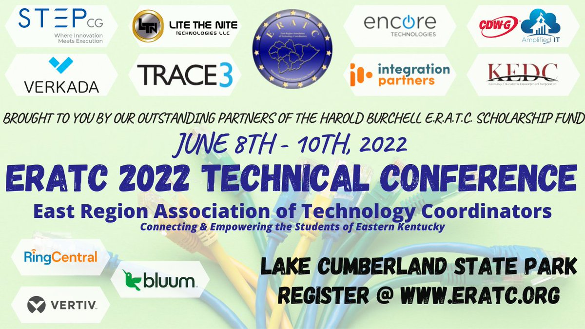 ERATCKY's tweet photo. KY K12 Technical Leaders! @ERATCKY would like to invite you to join in 2 days of technical panels & trainings. June 8&9 2022 Lake Cumberland State Park Register: https://t.co/rby9UchL8o #KYTechs #KYDTC #KYTechChat #ERATC22 Info contact: @neil_arnett https://t.co/QWZM5SNenD