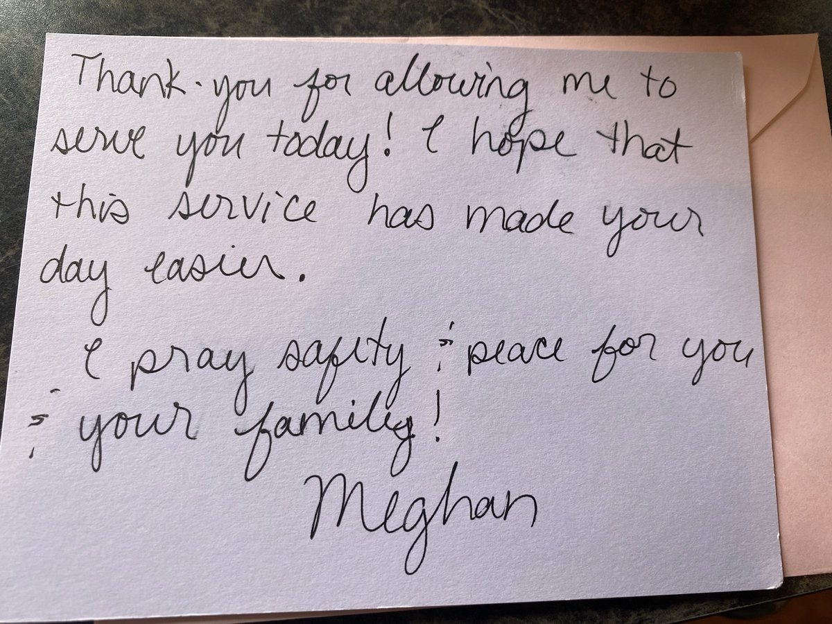 What a sweet note from our Instacart delivery person.  She didn't need to do this, but it sure brought a smile to my face. Little does she know how much Instacart saves me as a mom of three, doctoral student, and educator!
 Thank you, Meghan from <a href="/Instacart/">Instacart</a>.  #blessed