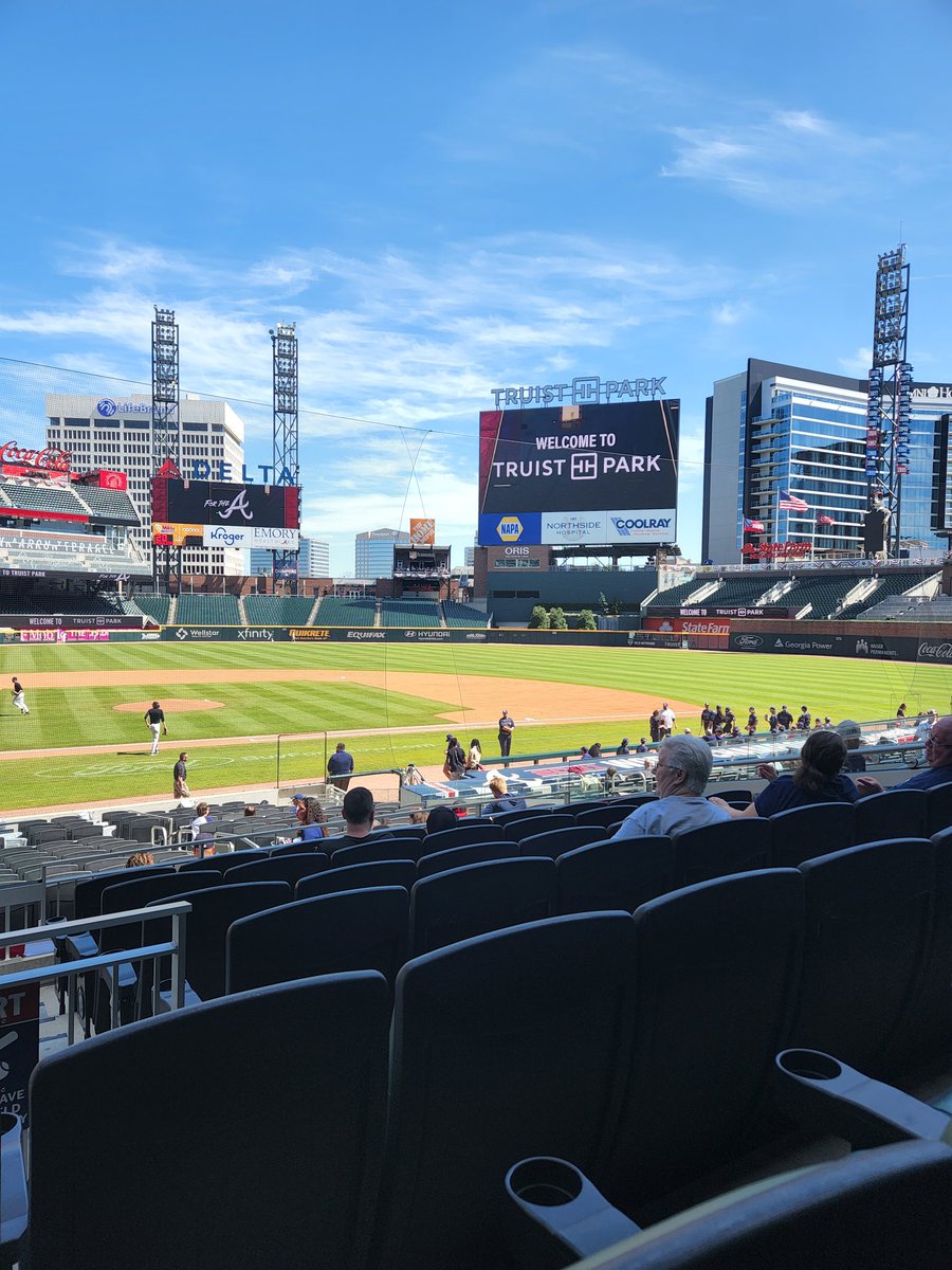 CoachRushing's tweet photo. Enjoying some @CheeBaseballAHS action at @TruistPark this afternoon! Doesn't get much better than this in the weather department either! #ChamberOfCommerceDay #LetsGoCHEE https://t.co/riZaFFscqR