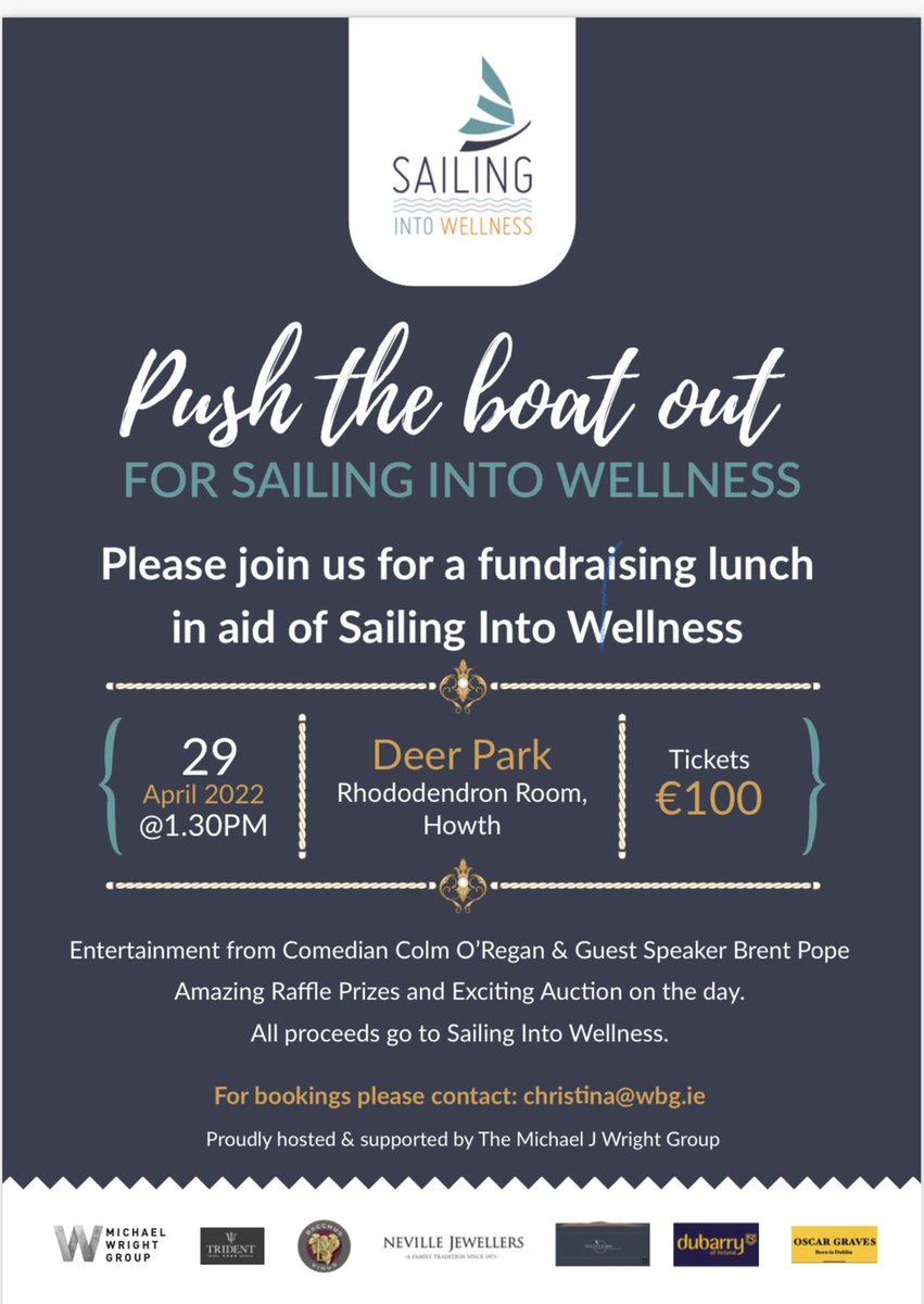 Two weeks to go until the Sailing Into Wellness fundraising lunch! 

See below for more details…
