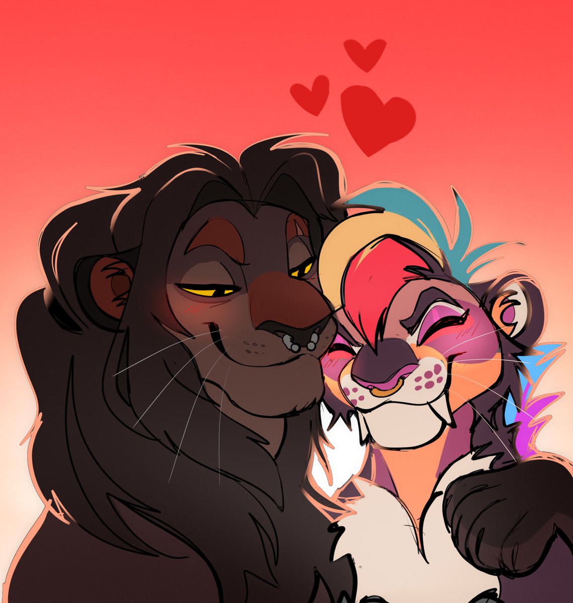 「meow meows being gay 
@BloodfireWolf 💖�」|Kᑌᑎᗩ 🧡🤍💖🐀のイラスト