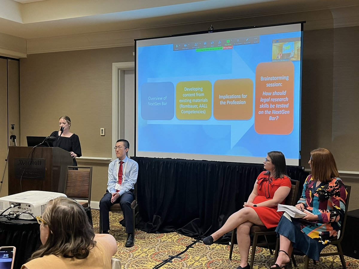 HoustonLawLib's tweet photo. A new bar exam?! Learn more about the NextGen Bar Exam and brainstorm how legal research could be tested in a more practical law focused exam. #SWALL2022 https://t.co/x0BhMOV124