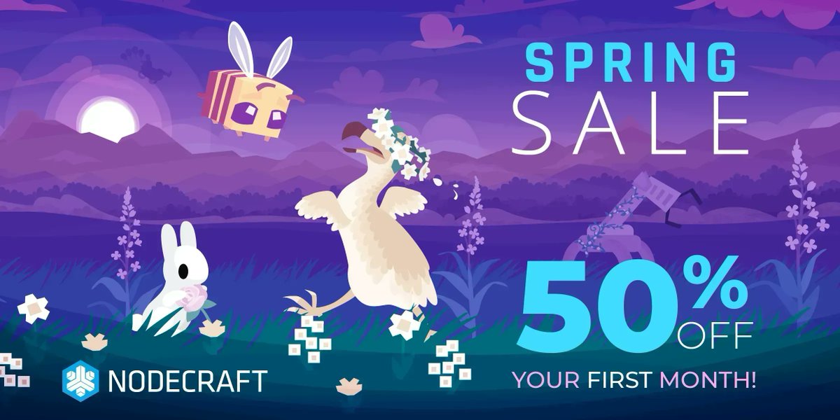 🌸 Spring is here, and we're ready for it!  Save 50% on your first month of new service, grab your friends, and deck out your builds with every flower in the game. 😨 🌻 🌼 🌷 bit.ly/nodespring #springsale #Minecraft #ARK #Terraria
