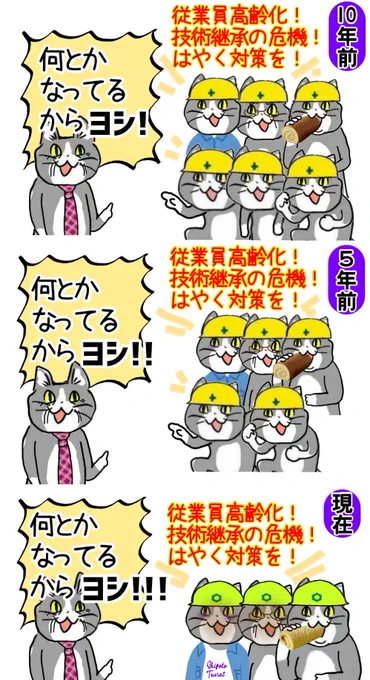 10年前から同じこと言い続けているのに何一つ改善していない弊社の日常がこちらになります。 #現場猫 
