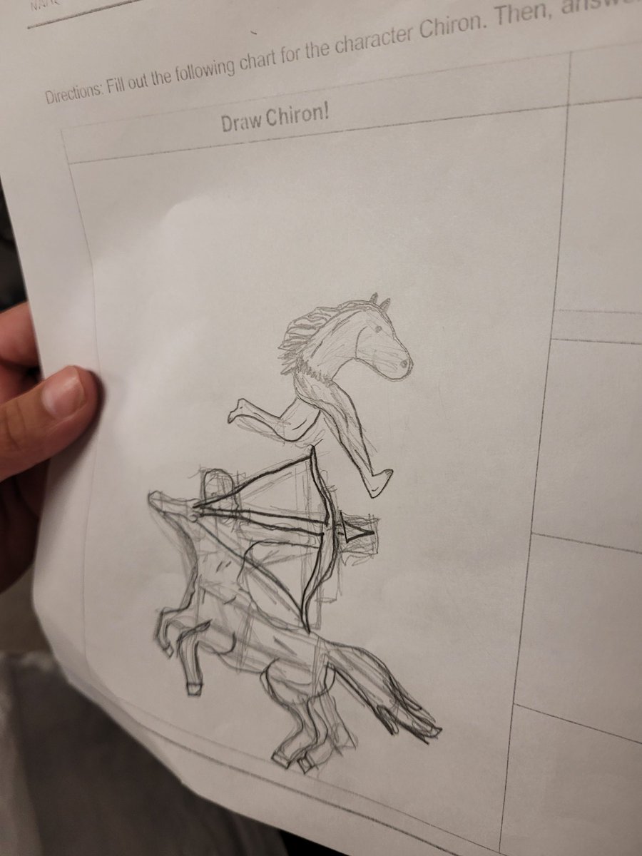 alut2014's tweet photo. Drawing Chiron as part of our #greekmythology unit. Great fun Friday activity. https://t.co/wpuQrX921b