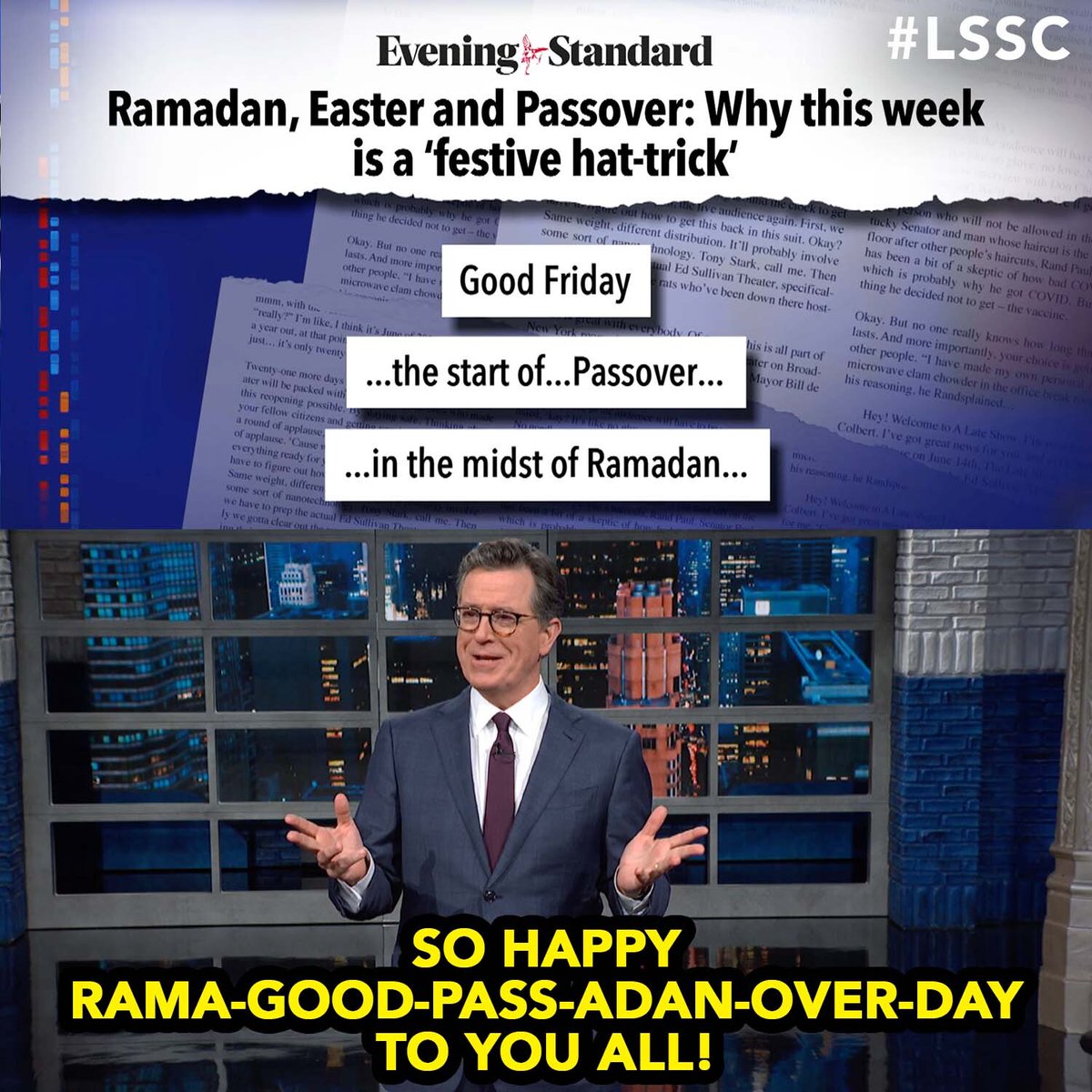 Happy Holidays!

An ALL NEW episode of The Late Show starts in 5 minutes! #LSSC