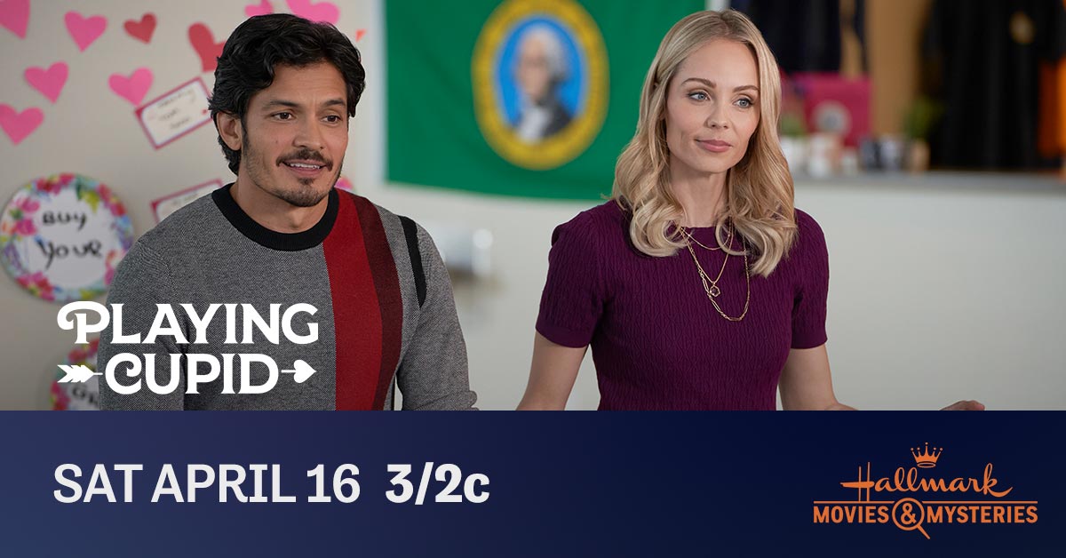 hallmarkmystery's tweet photo. David had no idea his daughter's school project was going to go this far! See what happens in the special showing of #PlayingCupid this Saturday at 3/2c, starring @Vandiekins22 and @IamNickGonzalez ๐, all part of Movies from the Heart Marathon. https://t.co/l3tdEzZc2g