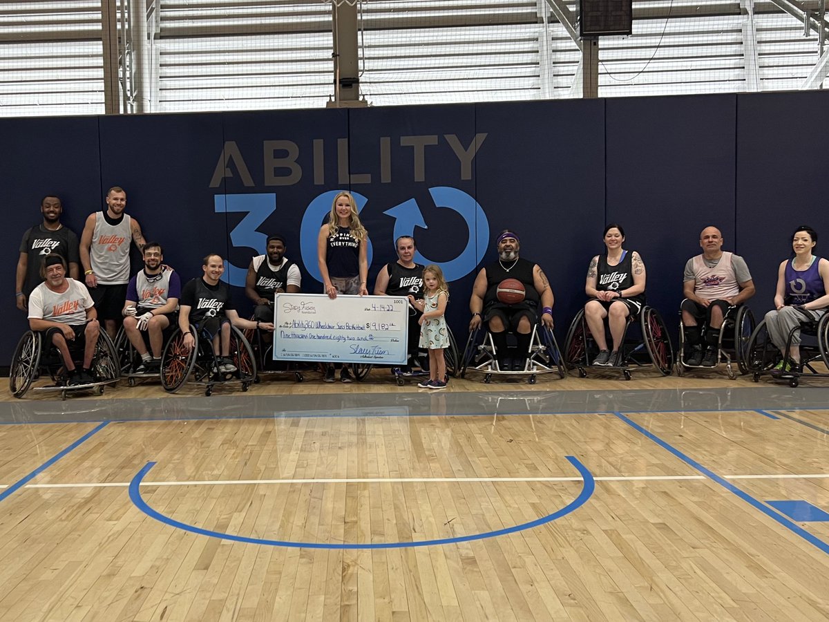 Last night our founder <a href="/stacyfuson/">stacy fuson</a> presented a check to <a href="/ability360/">Ability360</a> Phoenix Wheelchair Suns Basketball Team. The check for $9181.56 was 25% of the proceeds from our charity poker tournament last month. The remaining proceeds from the event will be distributed throughout the year