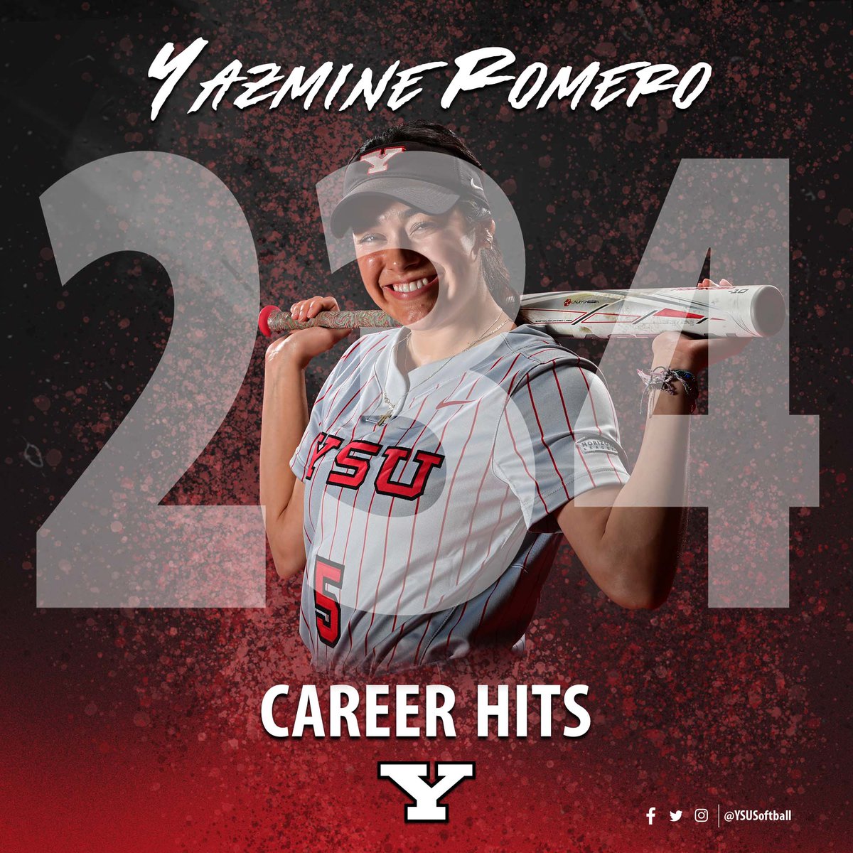 Congratulations to Yazmine Romero on becoming Youngstown State's new all-time hits leader with 234.

She recorded a single in the bottom of the fifth inning to break Haley Thomas' (2009-12) record of 233.

#GoGuins