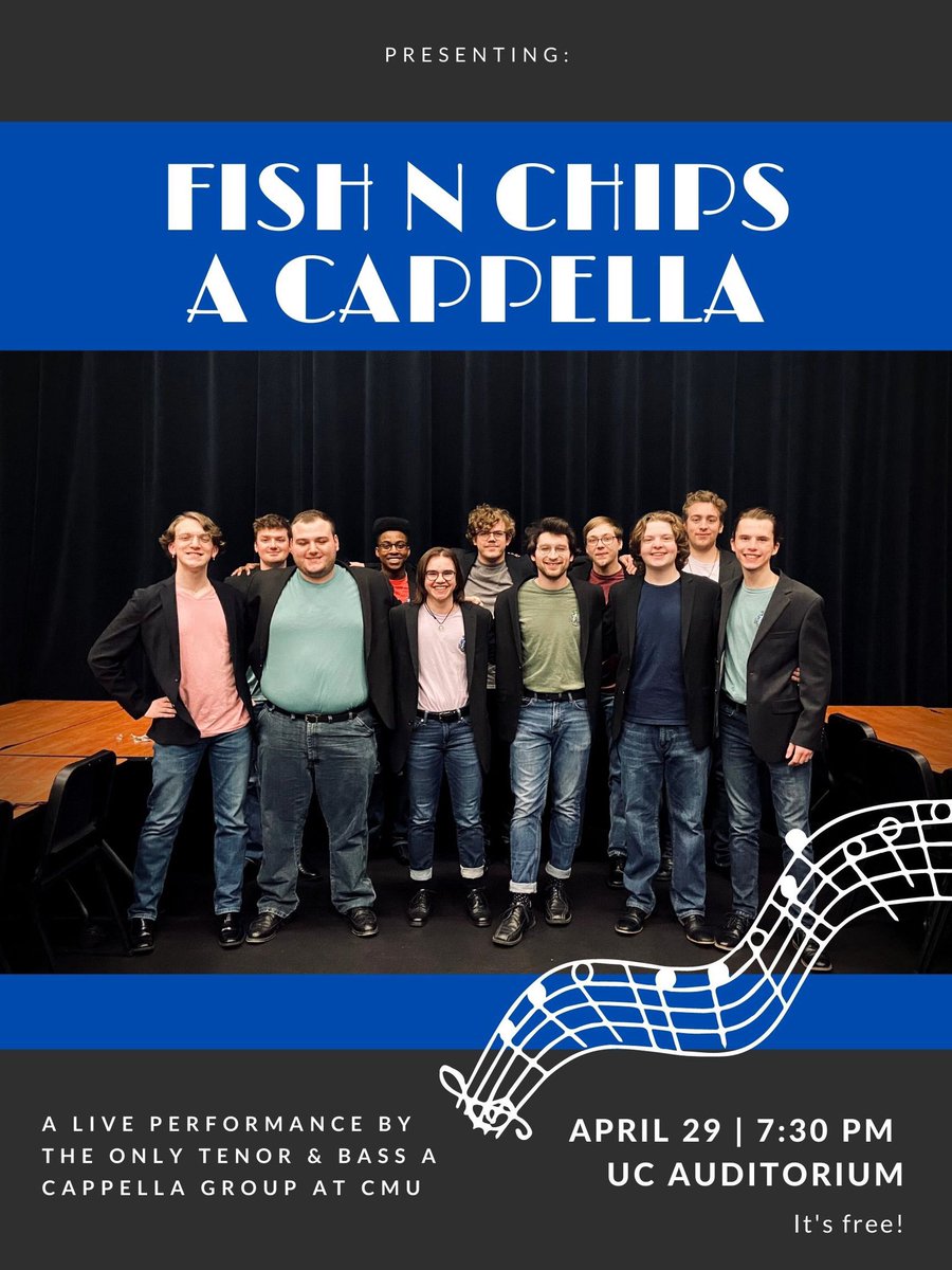 fishnchipscmu's tweet photo. Come join us for our spring concert!
🐟🐠 https://t.co/SLiS1wLtbW