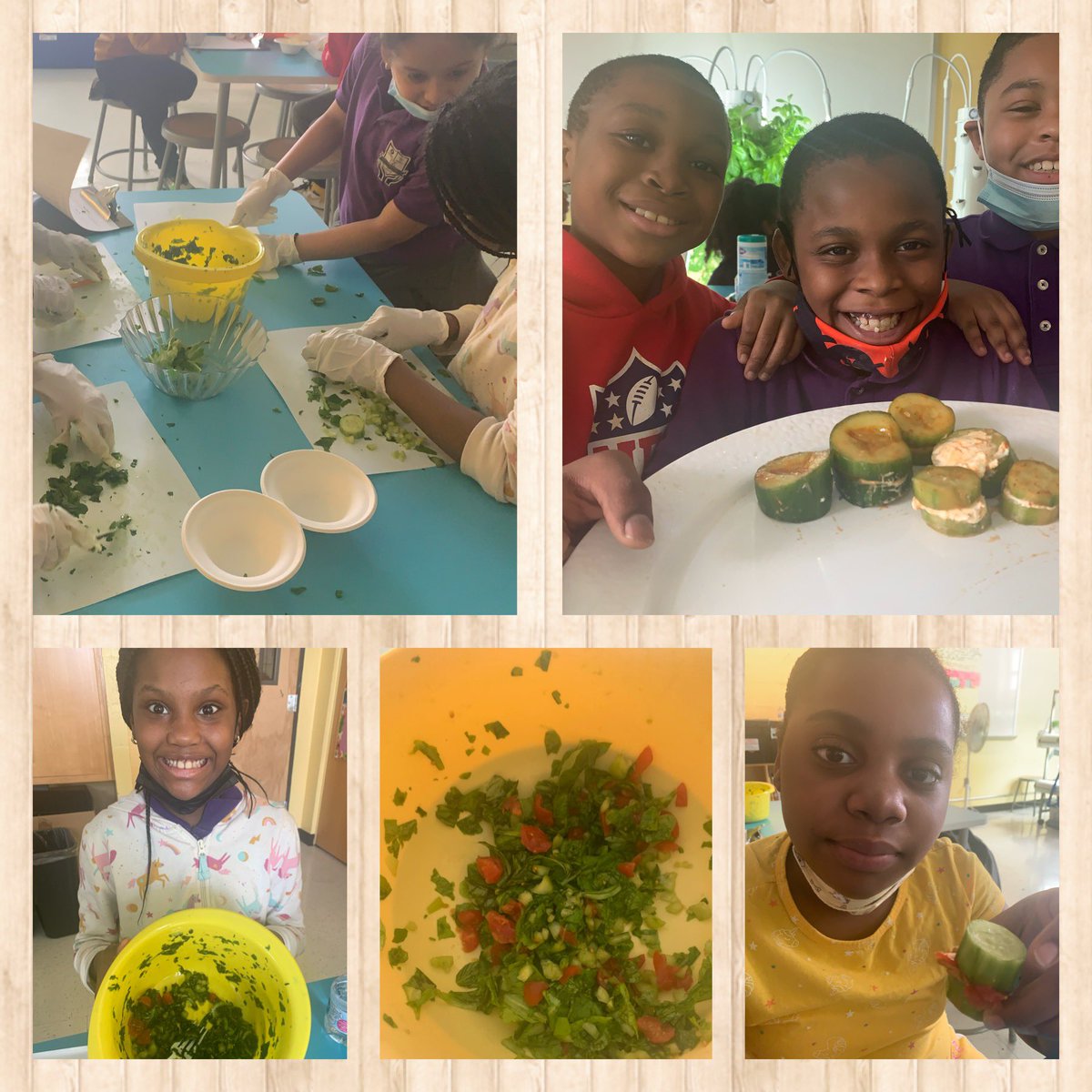 PS12brooklyn's tweet photo. Yesterday, students harvested cucumbers, lettuce, and herbs to create salads &amp; cucumber sandwiches. Students learn how important it is to know where our food sources come from. @SheneanL &amp; students discussed the process students took to create their recipes. https://t.co/3JKdoBD6oi