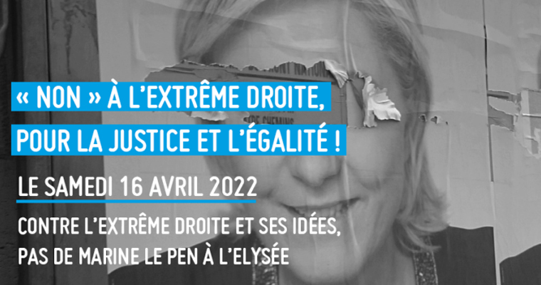 Les politiques ultralibérales ont exacerbé les injustices, et nous refusons de voir l'extrême droite accéder au pouvoir.
« Pour la justice et l'égalité, contre l’extrême droite et ses idées, pas de Marine Le Pen à l’Elysée » samedi 16 avril à 14h30 à #Brest, place de la #Liberté.