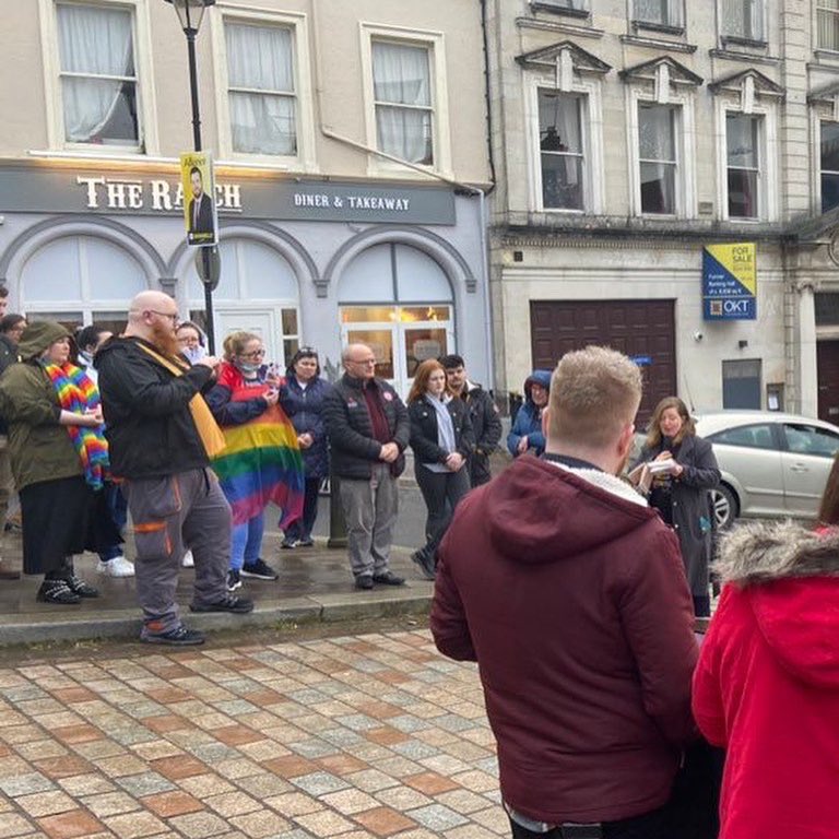 BarryMcElduff's tweet photo. Poignant vigil in Omagh Town Centre this evening. In memory of and respect for Aidan and Michael.
#equalityrespect. https://t.co/J104KYZBxz