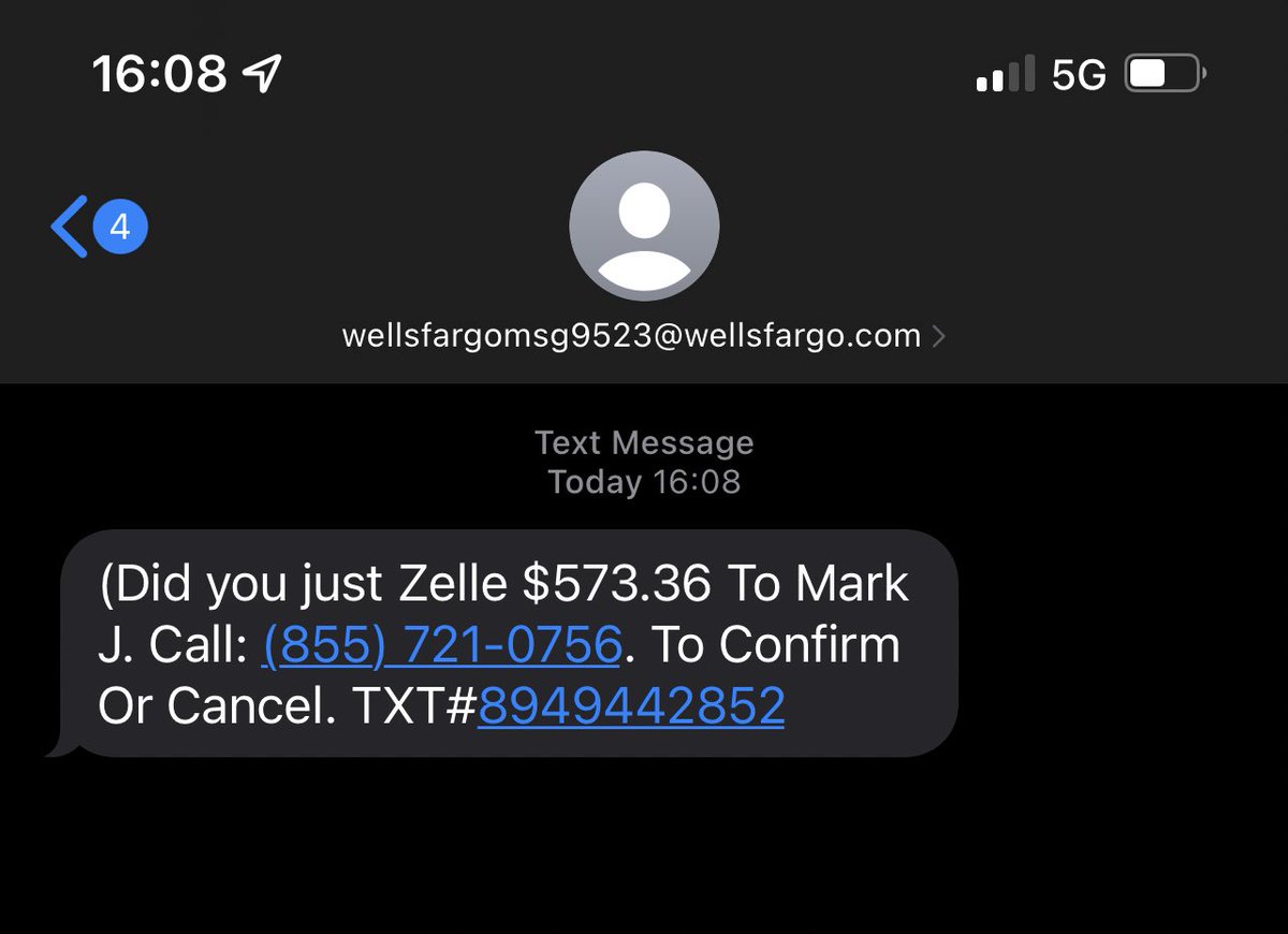 Aformerfatboy's tweet photo. #phishing #fraud #phishingscam if you get this, forward to reportphish@wellsfargo.com
#zelle #zellescam https://t.co/o3nuyTEMvj