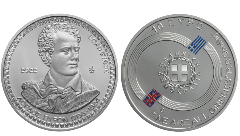 2022 #silver (0.925) Collector Coin with the face value of 10€ from the Bank of #Greece 🇬🇷 dedicated to the emblematic figure of European Romanticism and philhellene George Gordon Byron (1788-1824).
Mintage: 2,000
#GreekCoins #SilverCoins