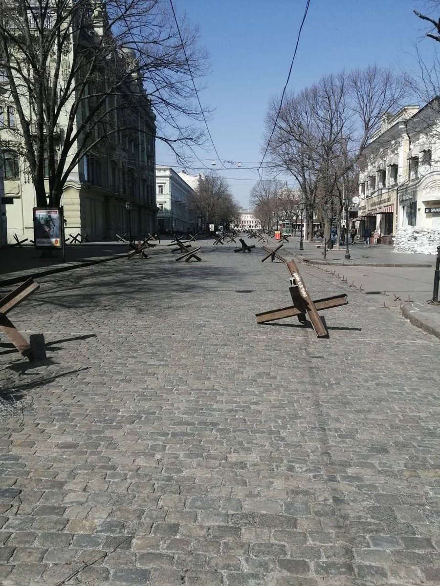 Osinttechnical's tweet image. Antitank hedgehogs are being removed from Odessa and reportedly sent east