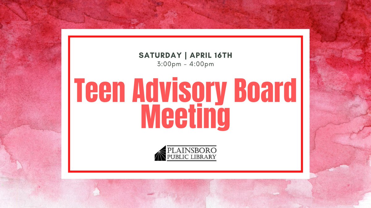 Teen Advisory Board meeting. We will meet on the 3rd floor. Everyone is required to wear a mask and maintain proper social distancing. https://t.co/u6Aqq1KzVK https://t.co/8Ov4kIlRFB