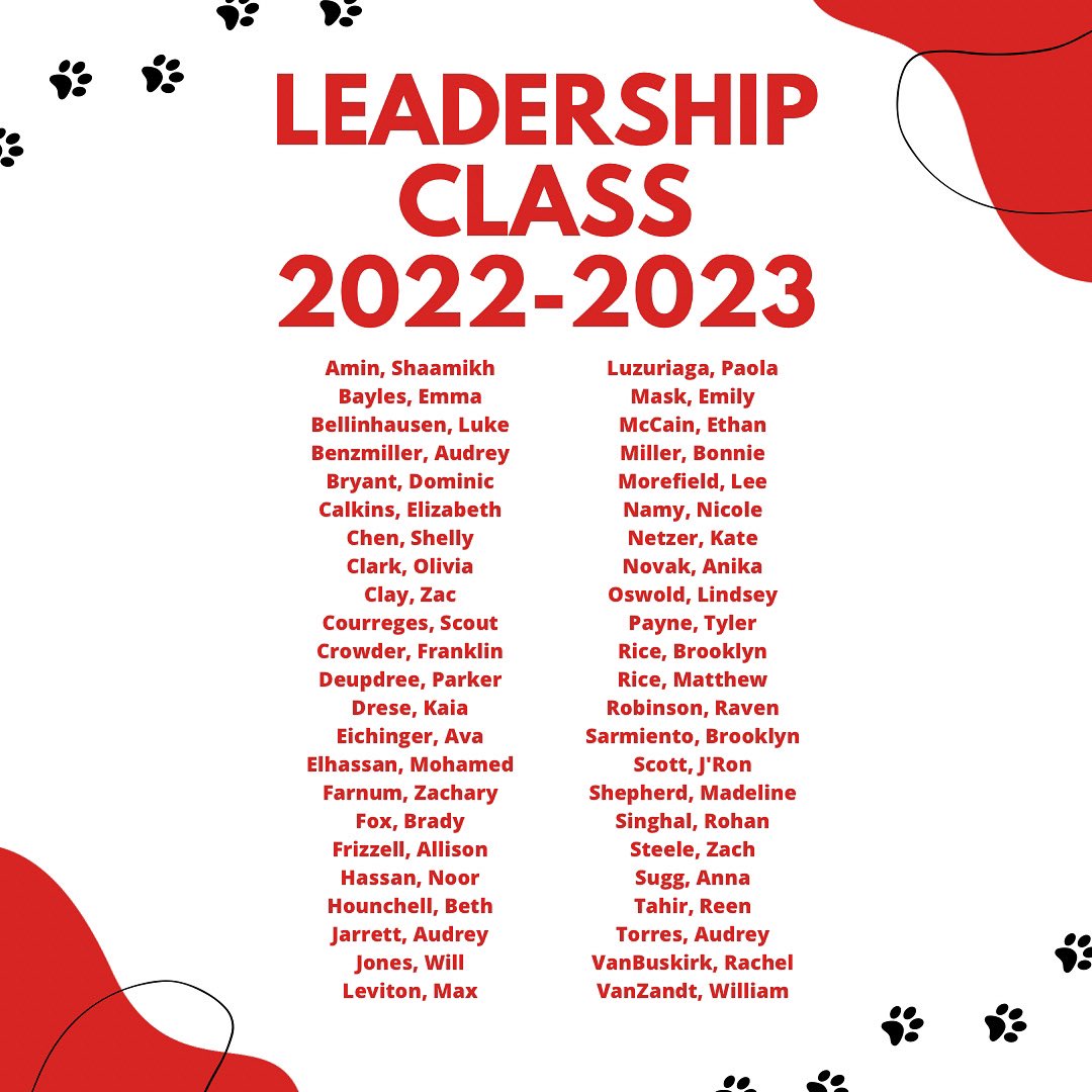 Congratulations to the 2022-2023 Leadership Class!! 💥🐾