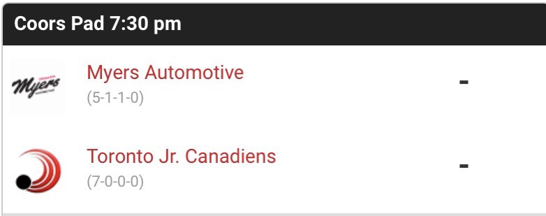 Regardless of tonight’s outcome, I am proud of our <a href="/MyersU15AAA/">🏒 Myers Automotive U15 AAA Hockey Team</a> team who is repping us in the Gold Medal game tonight at the <a href="/OHFHockey/">Ontario Hockey Federation</a> All Ontario Championship. Only <a href="/heoaaaleague/">HEO 'AAA' Hockey League</a> team to qualify for the Provincial finals.
#OttawaMinorHockey #HEOAAA <a href="/myers_aaa/">Ottawa Myers Automotive AAA</a>