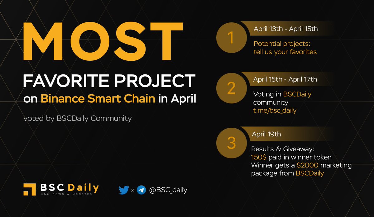 🚀 SHILL TIME 🚀

💥 3 Best Projects on BNB Smart Chain in April - Voted by #BSCDaily Community 💥    

It’s time for Round 2 now 🔥 🔥   

👉 Join t.me/bsc_daily to vote for the project you like most.    

📢 The final result will be announced in April 19th😉