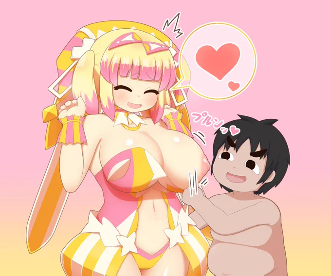 リクエストの黄のラピカちゃんのえち絵完成しました。おっぱいは正義。 