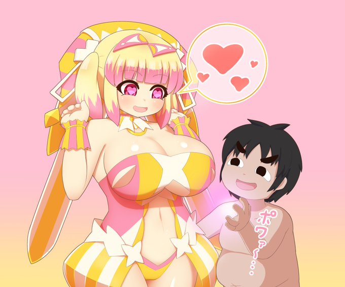 リクエストの黄のラピカちゃんのえち絵完成しました。おっぱいは正義。 