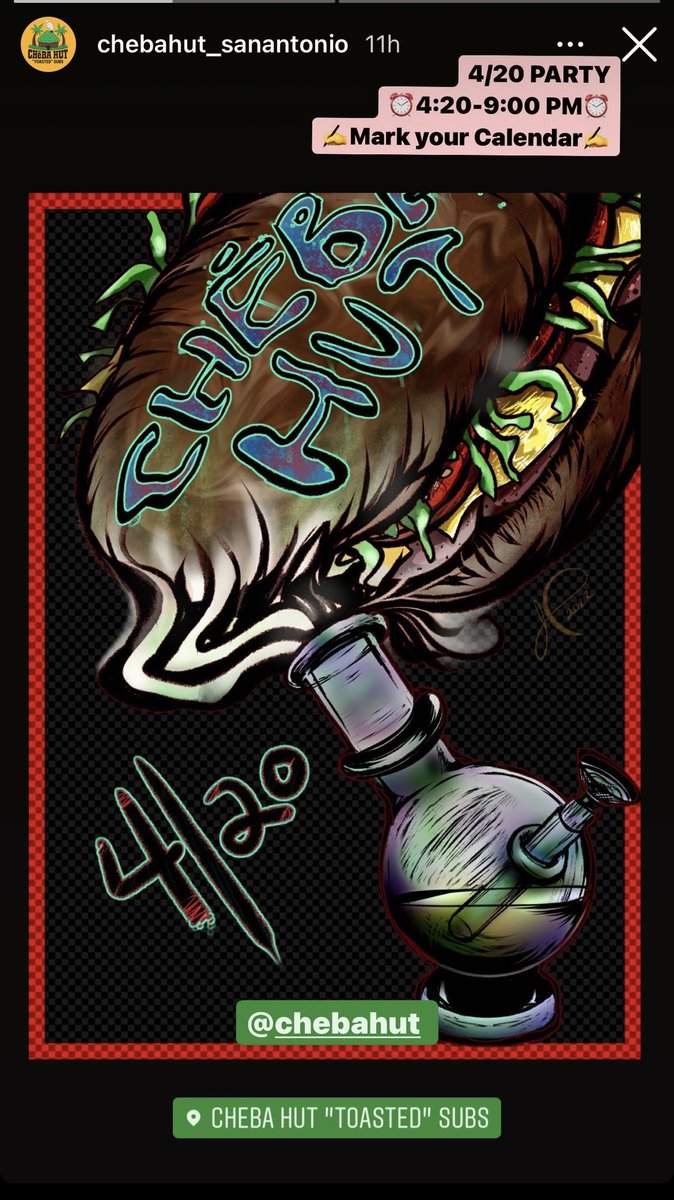 alpha_cel's tweet image. #gettoasted 420 Party 
4/20/22 @ 4:20pm-9:00pm
@ChebaHutSubs #sanantoniochebahut
