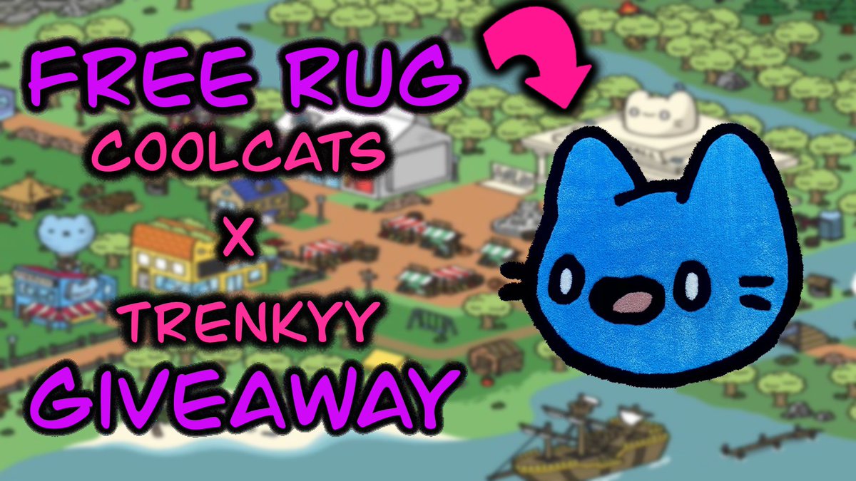 🧶 RUG GIVEAWAY 🧶

PRIZE 🏆 1/1 Cool Cat Rug

To enter
✅ Follow 
<a href="/Trenkyy/">Trenkyy</a>
 &amp;
@coolcatsnft 
 
✅ ❤️ &amp; RT  thats all you gotta do :)

Winner announced in 24hrs. #CoolCatsNFT #WLTC #nftrugs 
* Using twitter picker, winner pays shipping *