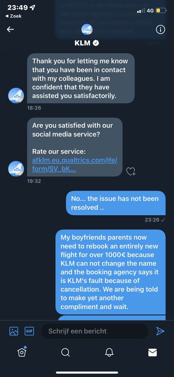 AG1351's tweet photo. @KLM @eDreams @eDreams_en so do you guys want to figure this out between you two? Or will you continue to rob people’s parents of 1000€ #klmscam https://t.co/jmj3YYJdEd